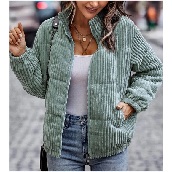 Cozy Corduroy Oversized Puffer Jacket Coat - Picture 1 of 6